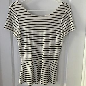 Banana Republic Peplum Short Sleeve Striped Top